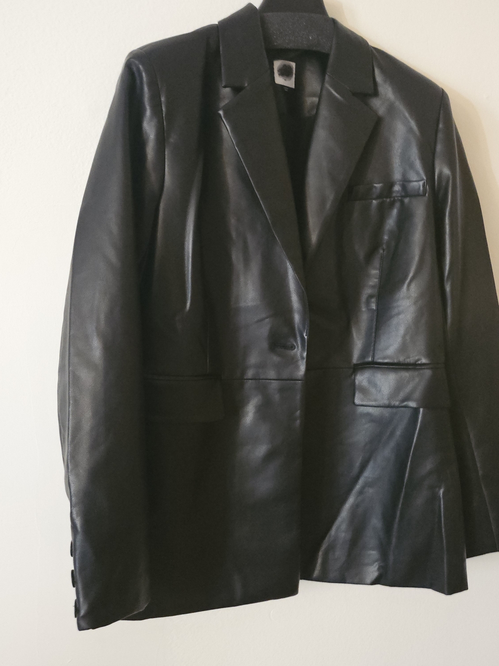 CAbi Black Faux Leather Blazer 2